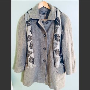 Vintage Wool Pea Coat with Scarf